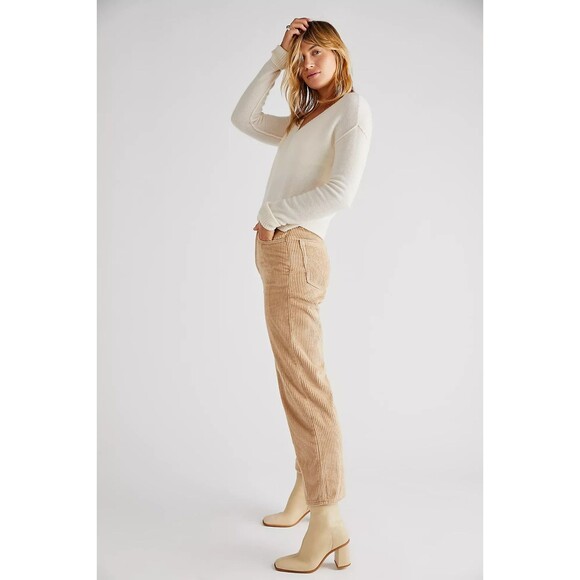 Levis Premium Ribcage Straight Ankle Jean Granola Brown Corduroy Pants Boho New - Picture 2 of 16